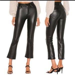 Mother The Insider Ankle Faux Show in Black Faux Leather Pants Size 24 REVOLVE
